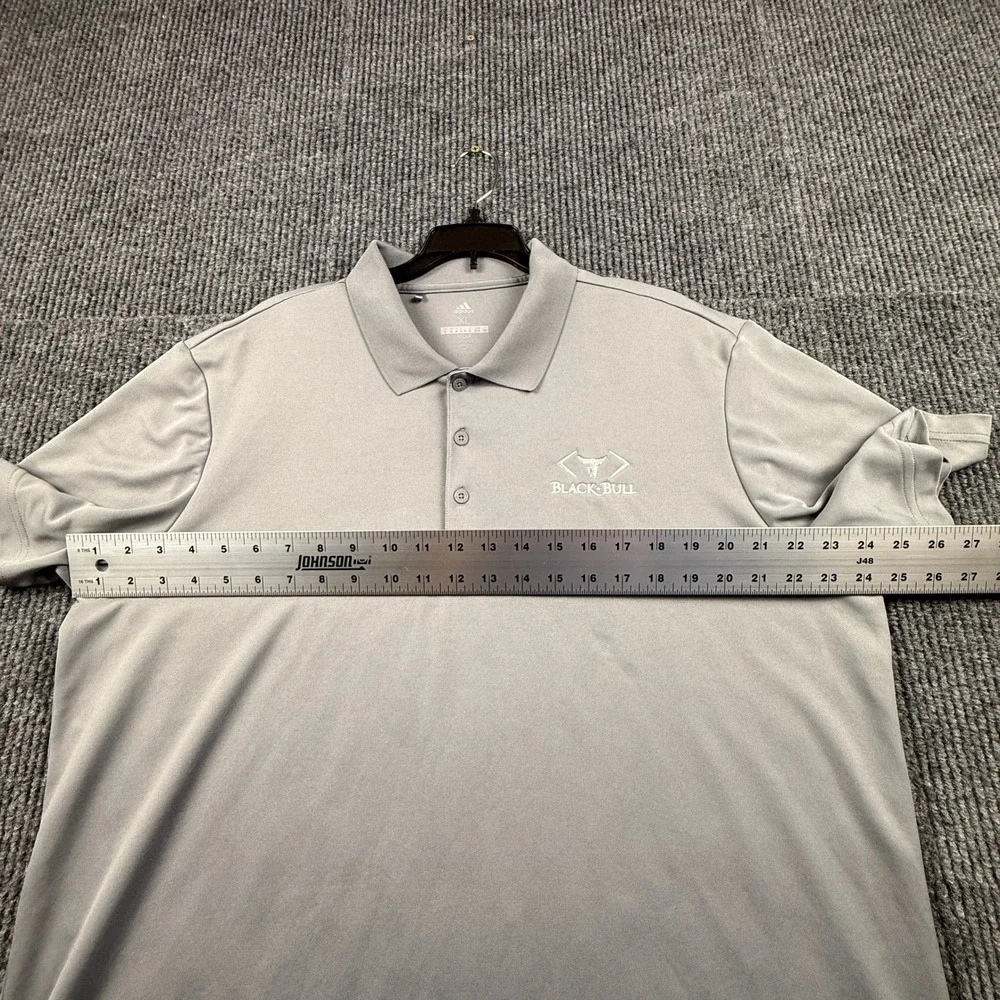 Adidas Golf Mens XL Grey Performance Polo Shirt Black Bull Logo CD3331 Short Slv